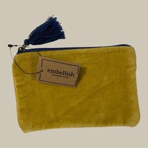 Embellish by Creative Co-Op Mustard Velvet Clutch